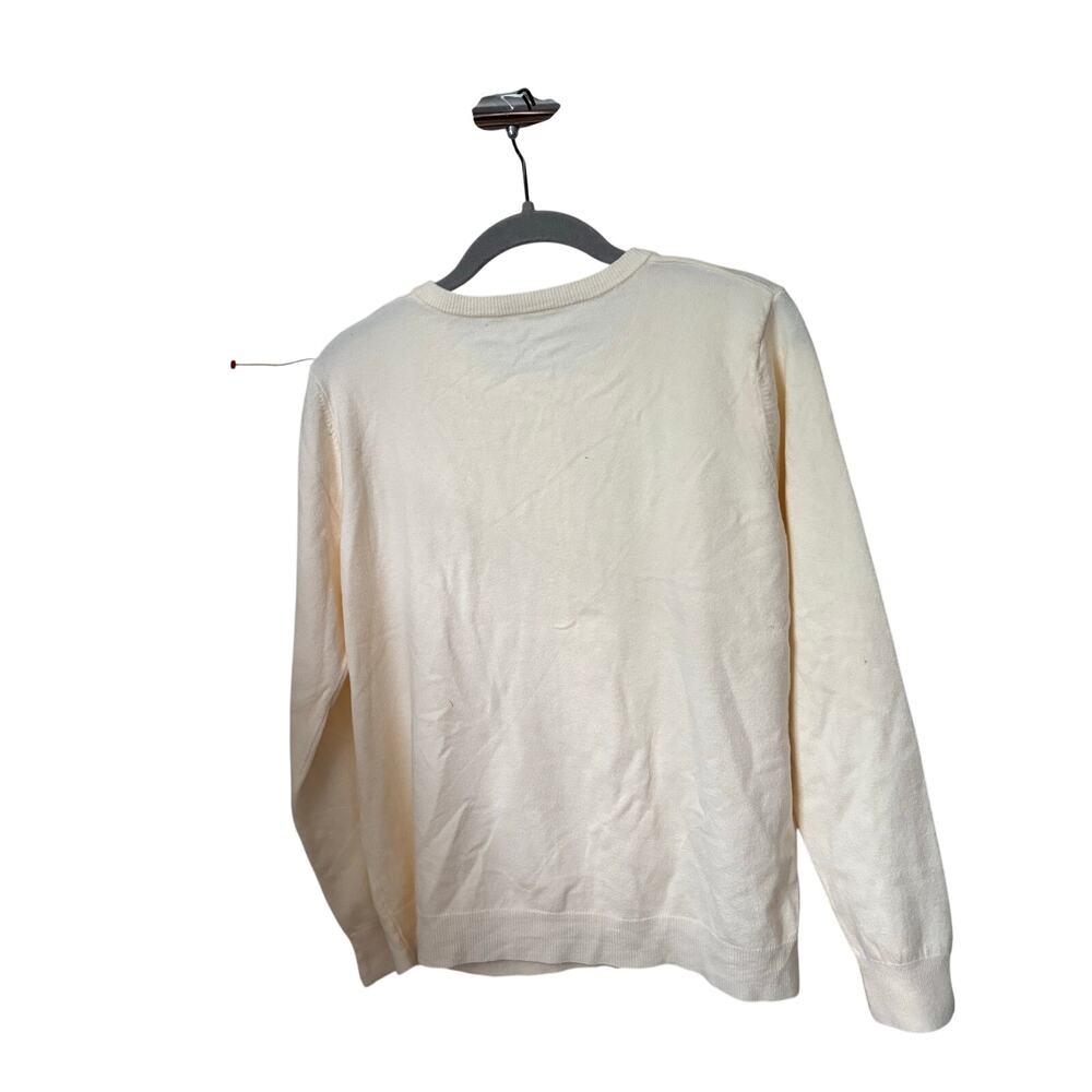 Women’s Ivory Button Front Cardigan Sweater Soft Knit Long Sleeve Classic M - Picture 5 of 9